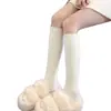 Meias JK de Algodão com Listras Verticais Outono/Inverno para Mulheres, Meias Longas Grossas Versáteis Simples Afinando, Meias Largas Estilo Japonês