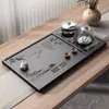 Bandeja de té de piedra negra dorada natural, juego eléctrico totalmente automático integrado, juego de té, bandeja de té con drenaje para el hogar, mesa de té de oficina
