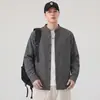 Camisa de Cuadros con Cuello Alto para Hombre 2026 Otoño Nueva Camisa Chaqueta de Manga Larga con Retazos Tendencia Retro Americano Algodón