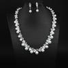 Conjunto de Collar y Aretes Sencillo de Perlas y Pedrería de Moda Transfronteriza al Por Mayor Joyería para Mujer Cadena Clavicular para Vestido de Novia