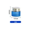 Popular Botella Azul Pequeña de Douyin 30-120ml Esencia Emulsión de Agua Botella Secundaria 30-50g Botella de Vidrio para Crema Personalización