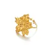 Anillo de Flor de Circonita de Acero Inoxidable Retro Europeo y Americano Transfronterizo Chapado en Oro de 18 Quilates Anillo de Estrella de Ocho Puntas que No se Desvanece Joyería Elegante