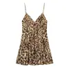 Vestido Nuevo de Leopardo para Mujer Primavera/Verano 2026 Casual sin Mangas de Tirantes Corto Estilo Europeo y Americano Sexy Espalda Descubierta 5 Colores