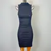 Ropa de Mujer de Comercio Exterior Dongdaemun Coreana, Pura y Atractiva, Sensación de Alta Gama, Sexy y que Favorece la Figura, Cuello Semi-Alto, Sin Mangas, Vestido Bodycon