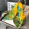 Cachecol de Seda Acetinada Feminino de Primavera e Outono Shanghai Story, Estampado, Mais Fácil de Combinar, Cachecol 90 Quadrado Grande, Presente para o Dia das Mães