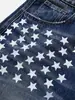 Jeans Retrô Americano Tendência Moda Versátil Slim-Fit Formato de Estrela Curvo para Mulheres Ins Estilo de Rua Calças Largas Soltas