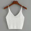 Chaleco de punto tipo camisola transfronterizo color liso ajuste ceñido top corto cuello en V sexy para usar debajo mujer venta al por mayor
