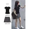 Conjunto de Verão Roupa Esportiva para Mulheres 2026 Super Tendência Rejuvenescedor Estilo Único Não Comum Roupa de Trabalho Saia Curta Calça Conjunto de Verão