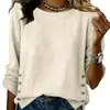 Nueva camiseta de verano transfronteriza de Amazon para mujer 2026, color liso, cuello redondo, casual, corte holgado, top de mezcla de algodón y lino
