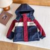 Valle del Viento 2024 Invierno Nuevo Ropa para Niños Estilo Japonés Color en Contraste con Capucha Ropa de Carga para Niños Chaqueta Gruesa con Letras