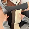 Calcetines Gruesos Adelgazantes de Raya Vertical para Otoño e Invierno de Mujer, Paleta de Colores Maillard, Estilo Japonés, Calcetines Lisos de Media Pantorrilla, Calcetines Largos Versátiles