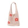 Novo Estilo Coreano Saco de Lã Chic Simples Vintage Oco Malha Flor Bolsa Grande Capacidade Saco de Compras