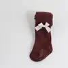 Leggings de nuevo estilo para niñas para primavera y otoño, ropa interior dulce, ropa exterior de otoño e invierno, pantimedias infantiles de niña con lazo, estilo coreano