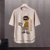 Camiseta de manga corta para hombre, marca de moda de verano, suelta, de cinco puntos, manga, 2024, nueva camiseta con estampado simple de Internet Ins.