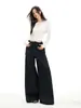 Ropa de Mujer de Seda Naranja # Pantalones Cargo Casuales Azul Marino Estilo Chica Americana Caliente para Mujer en Otoño e Invierno, Pantalones de Pierna Ancha Versátiles con Caída hasta el Suelo