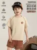 Conjunto Esportivo de Verão 2026 para Meninos Wulibuyi, Camiseta Casual Simples de Manga Curta com Shorts Listrados Color Block para Crianças