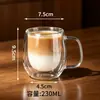 Taza de Café para el Hogar, Taza de Vidrio Engrosado, Taza de Latte Espresso Estilo Americano de Gama Alta, Taza de Café Sucio, Taza de Vidrio con Funda de Bambú