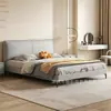 Cama de Tecido Estilo Creme Simples Estilo Celebridade da Internet Orelhas de Elefante Cama de Tecido Tecnológico Pacote Macio Quarto Principal Armazenamento Box Alto Cama de Casal