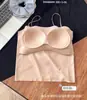 Camisola sin costuras con espalda descubierta de encaje, base líquida, tirantes finos, copas incorporadas, prenda interior que elimina la necesidad de sujetador, camisola para mujer