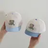 Gorra de red para bebé de ala corta de moda Gorra de béisbol de mezclilla con oso LUCKY coreano gorra para exteriores con protección solar para niños