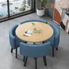 Mesa e Cadeiras Simples Modernas para Negócios e Recepção de Convidados, Mesa Redonda Pequena para Lanchonete de Chá com Leite, Mesa de Jantar