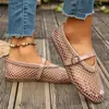 Comércio exterior tamanho grande fivela de strass vazado sapatilha de balé sapatos da moda 2025 primavera e outono sapatos de bico redondo em estoque mulheres