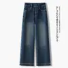 Jeans Retro Azules de Pierna Ancha para Mujer, Nuevo Modelo Otoño 2026, Elástico en Cuatro Direcciones, Cintura Alta, Adelgazantes, Pantalones Casuales, Versátiles