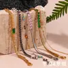 Moda Europea y Americana Nicho Elegante Popular Joyería de Mano Acero Inoxidable Chapado en Oro de 18K Cadena de Cuentas Microincrustadas Pulsera de Empalme para Mujeres