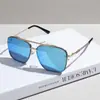 Óculos de Sol Azuis Transparentes Novos 2025 Masculino Retro Dupla Ponte Óculos de Sol para Dirigir Viagem Proteção UV