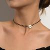 Cadena de Cuentas de Vidrio de Cristal Negro de Venta Caliente Transfronteriza Aliexpress Hebilla OT Collar de Mujer al por Mayor Collar Corto de Flores