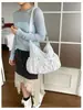 Bolsa de Lona com Bolinhas Estilo Coreano Fashion Grande Capacidade Bolsa Tote com Laço Sensação Despojada Para Trabalho Deslocamento Bolsa de Ombro Único Transversal