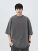Camiseta Lavada Floco de Neve Estilo Japonês e Coreano 230G Transfronteiriça para Homens e Mulheres, Algodão Pesado Verão Hip-Hop Streetwear