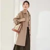 Abrigo de cachemira de longitud media de doble cara para otoño e invierno para mujer, chaqueta de solapa negra fuera de temporada, gabardina de lana de corte entallado de alta gama