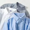 Camisa para Hombre Estilo Nuevo de Moda Sin Planchar Ropa Interior y Exterior de Moda Casual Textil de Algodón Oxford Europeo y Americano Camisa Blanca de Manga Larga para Hombre
