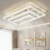Lámpara de Ventilador de Techo Cuadrada Minimalista Italiana para Sala de Estar, Lámpara de Ventilador Invisible Simple Estilo Nórdico para Dormitorio, Comedor y Estudio