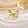 Anel Feminino Versátil e Moderno com Design de Borboleta Banhado a Cobre Ouro 18K Real Zircônia Microincrustada Joia de Luxo Leve Nicho de Alta Qualidade