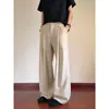 Pantalones de Dobladillo Curvo Estilo Americano para Hombre 2026 Nuevos Pantalones Casuales Verano Delgados Pantalones de Vestir Sueltos Talla Grande Pantalones Negro Albaricoque Algodón