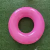 Anillo inflable para nadar de PVC más vendido en colores sólidos, frutas, estampado de leopardo, bandera, brillos, dona, anillo con asa a rayas azules y blancas