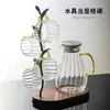 Tetera de vidrio resistente al calor para agua fría bebidas frías jugos tetera de franjas anchas alto borosilicato transparente gran capacidad tetera de agua fría