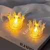 Luz de vela transparente Amazon Corona vela electrónica Luz LED regalo vela anti-real Corazón dorado en forma de Corazón Luz de noche