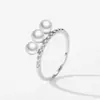 Anel de Pérola de Prata Esterlina S925 Levemente Luxuoso de Alta Qualidade para Mulheres, Anel de Joia Zircônia Microincrustada Estilo Trendy Ins