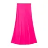 Fabricantes Mayoristas de Ropa para Mujer Transfronterizos Primavera 2026 Estilo Europeo y Americano Cintura Media Color Sólido Textura de Satén de Seda Falda