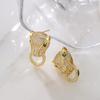 Pendientes de estilo hip hop con cabeza de leopardo y circonita bañados en oro de 18 quilates, estilo antiguo australiano, europeo y americano, productos populares transfronterizos.