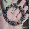 Pulseira de Ágata Dzi do Xizang Padrão Dragão Amarelo Verde Pulseira de Contas Tipo Balde Flor de Gelo Contas Redondas Retrô Joias Quentes de Venda ao Vivo Atacado