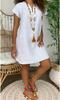 2024 Europeo y Americano Transfronterizo Deseo Verano Nueva Ropa Vestido Casual de Manga Corta con Cuello en V para Mujer en Stock