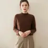 Tejidos 100% Cachemir Puro para Mujer, Suéter de Cuello Alto Medio, Tejido Holgado, Ropa Interior de Otoño e Invierno, Ropa Exterior, Prendas Base de Punto