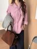 Camisa de Pana con Cuello de Bufanda de Diseño Vintage de Nicho para Mujer 2026 Nuevo Estilo Coreano Holgada Versátil