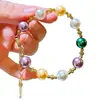 Otoño e Invierno Maillard Moca Dorado Marrón Color Mixto Conjunto de Collar de Perlas Shijia Cadena para Clavícula Pulsera
