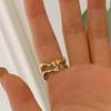 Anillo K-Style Ins Estilo Frío Asimétrico Gota de Agua Patrón Ondulado Brillante Extremadamente Simple Anillo Curvo Barra Anillo Venta al por Mayor