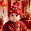 Gorro de Protección para Orejas de Bebé para Niños y Niñas, Gorro de Lana Tejido Cálido de Invierno Rojo, Gorro Festivo de Año Nuevo para Bebé para Felicitaciones de Año Nuevo